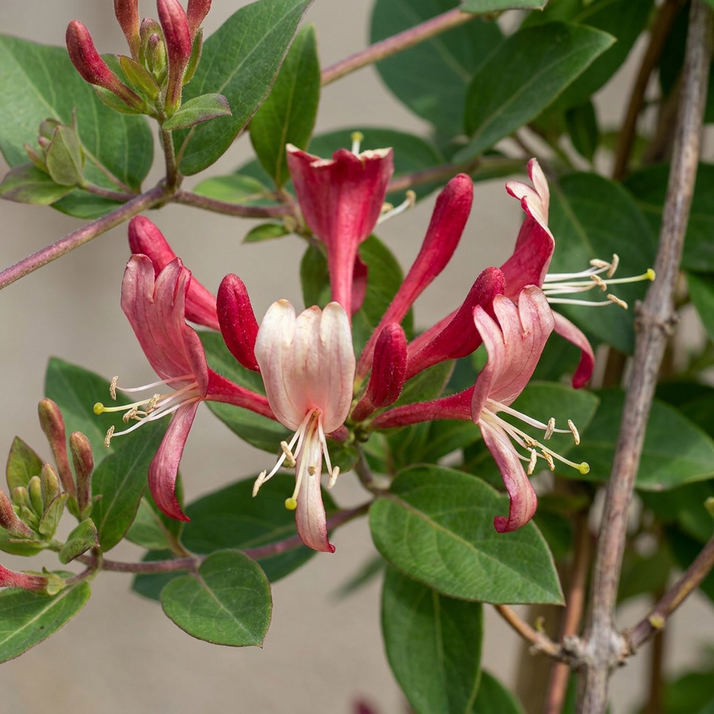 Lonicera jap. 'Red World' - Japanese honeysuckle - Red - Pink - Climbing plant - Ø9cm - ↕35cm