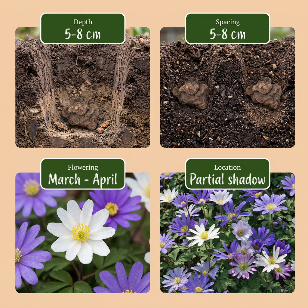 100x Anemone Blanda mix - Anemone greca mix - Varie - Bulbo da naturalizzazione - Calibro 4/5