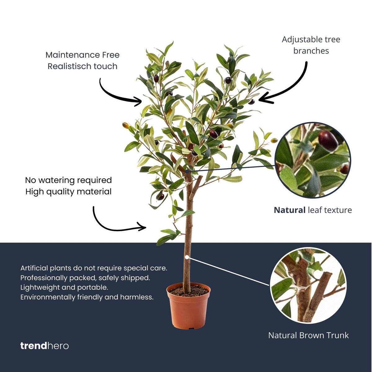 Künstlicher Olivenbaum im Topf – 65 cm