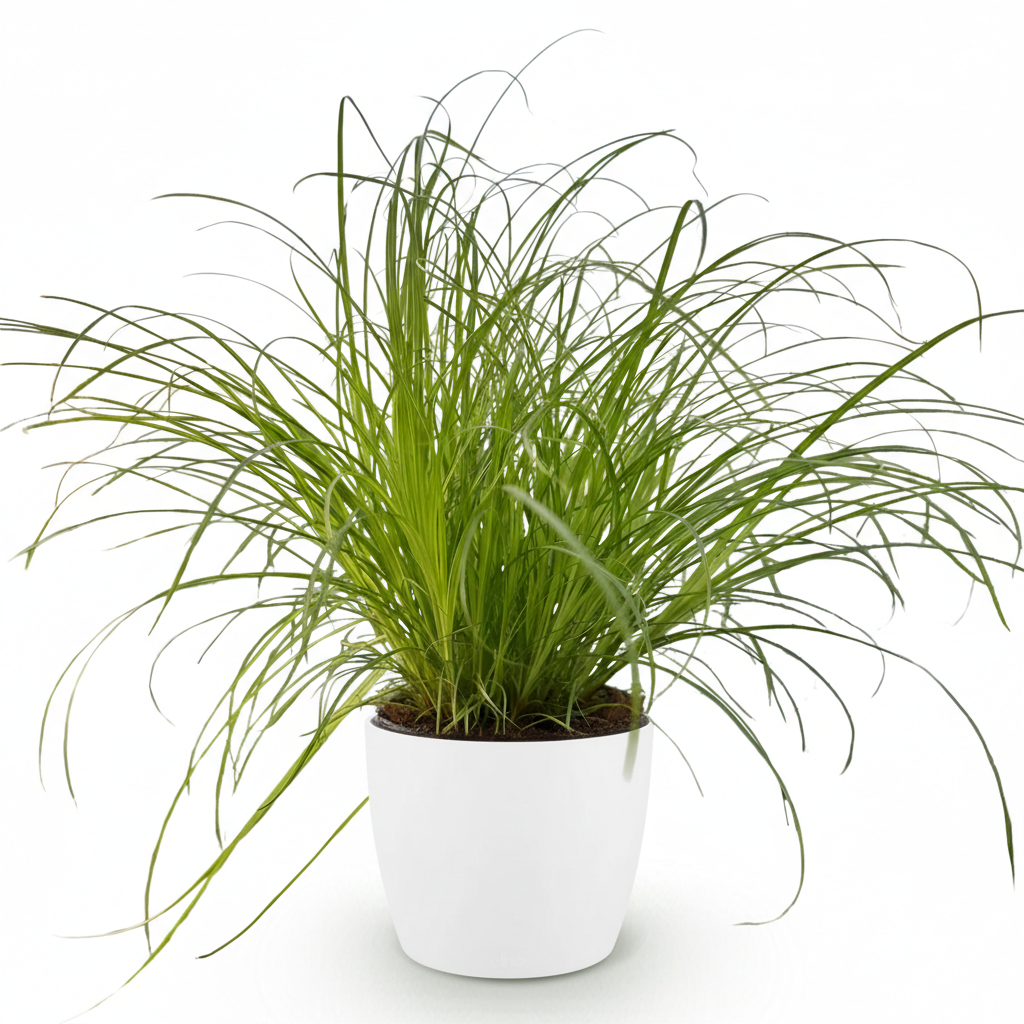Houseplant - Cyperus alternifolius Zumula - Cat Grass - Pet-Friendly Plant - Green - 1 Plant - with Pot White - Pot 12cm - Height 20cm