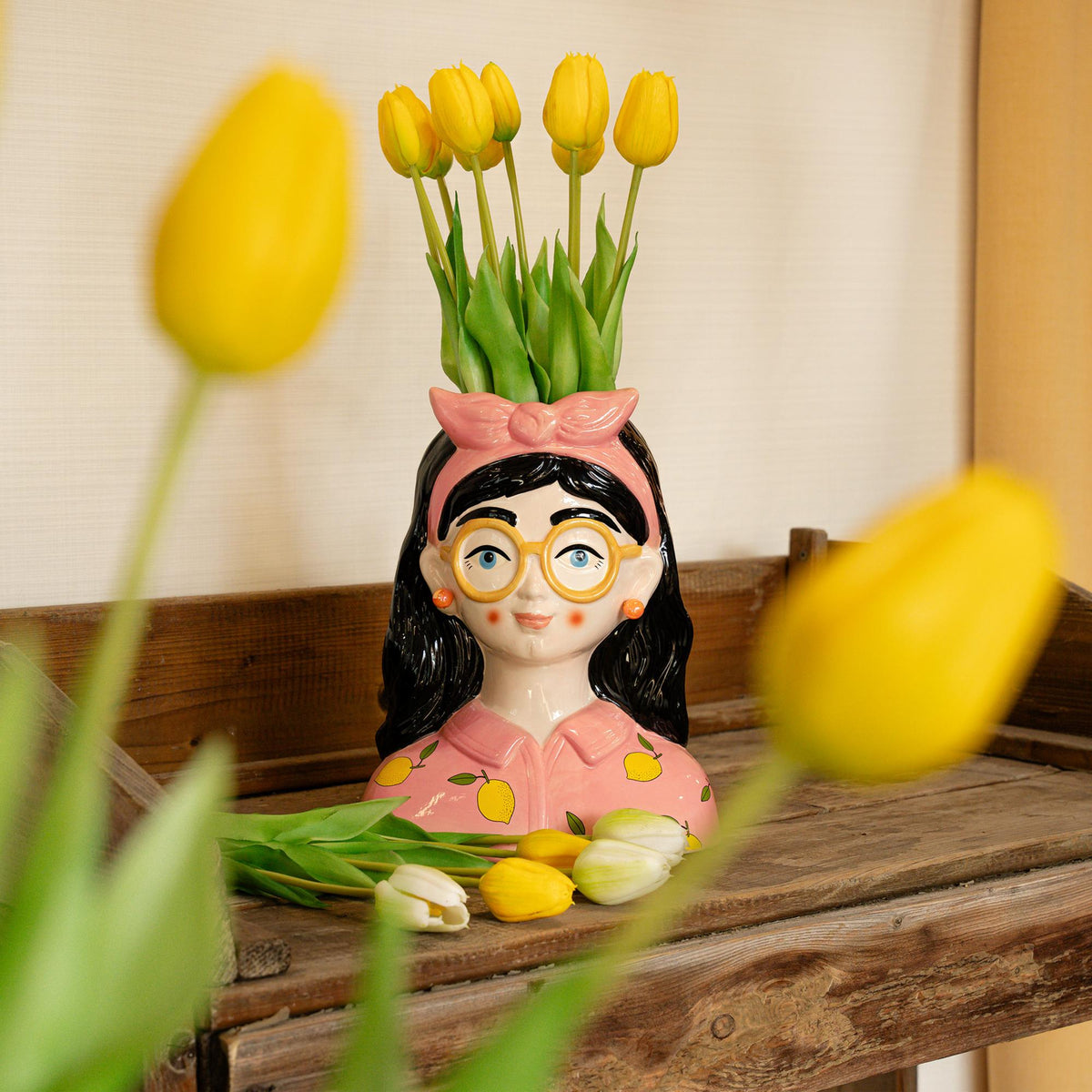 Bouquet de 10 tulipes artificielles jaunes Real Touch – 42 cm