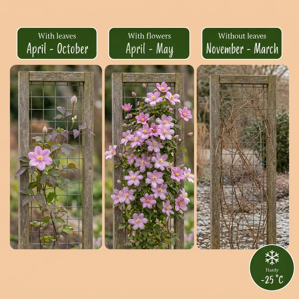 6x Clematis mont. 'Mayleen' - Bergclematis - Licht Roze - Klimplant - Ø9cm - ↕35cm