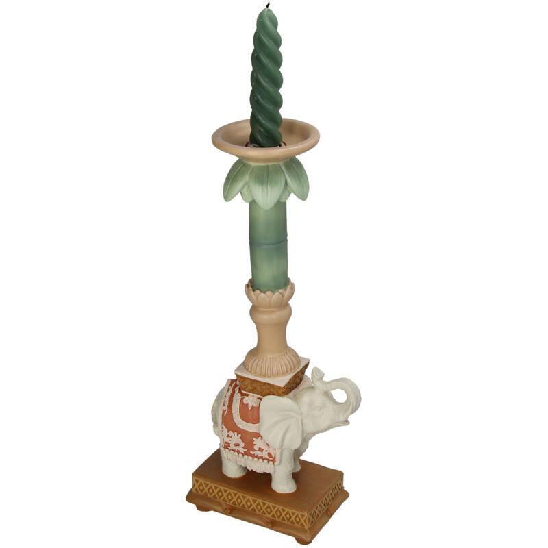 Candlestick - Elephant pink/green - Polyresin - 34.50 cm