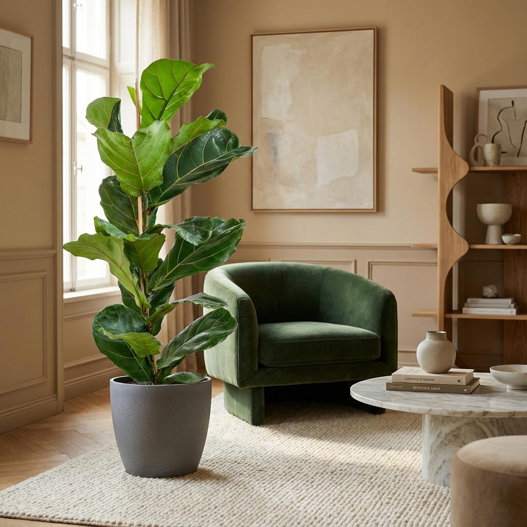 Ficus Lyrata with Potter pot grey - 80cm - Ø21