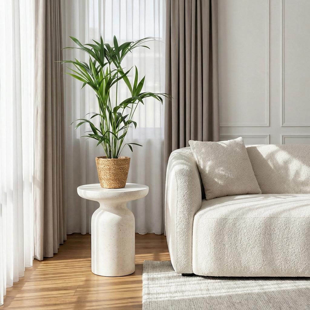 Green boutiQ - Houseplant - Howea Forsteriana - Kentia Palm - Low Maintenance - Green - 1 Plant - with Basket - Pot 19cm - Height 80-85cm
