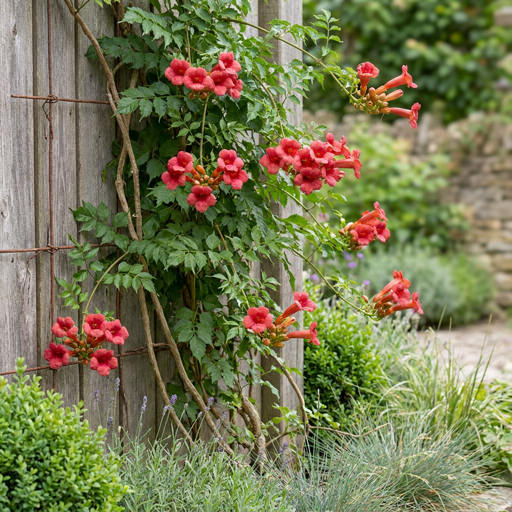 4x Campsis radicans - Trumpet vine - Orange - Red - Climbing plant - Ø9cm - ↕35cm
