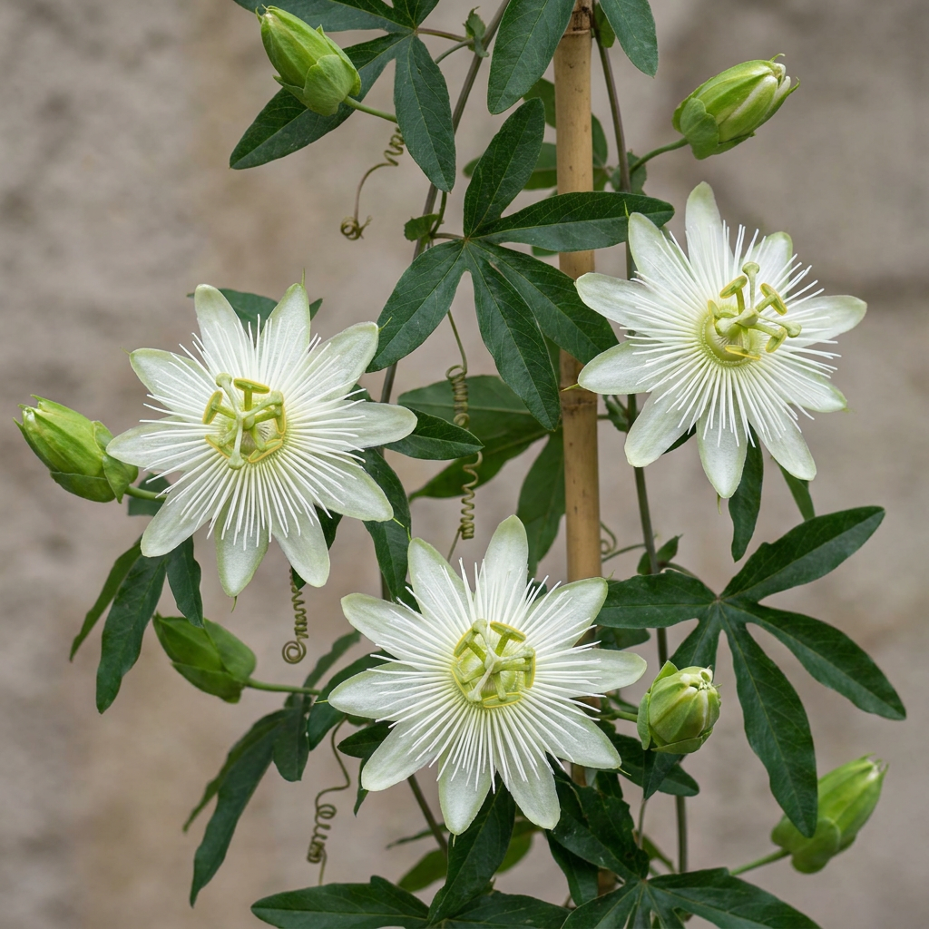 Passiflora ca. 'Constance Elliott' - Passion flower 'Constance Elliott' - White - Climbing plant - Ø9cm - ↕35cm
