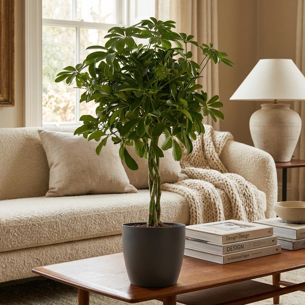 Schefflera Arab Nora with Potter grey - 70cm - Ø21