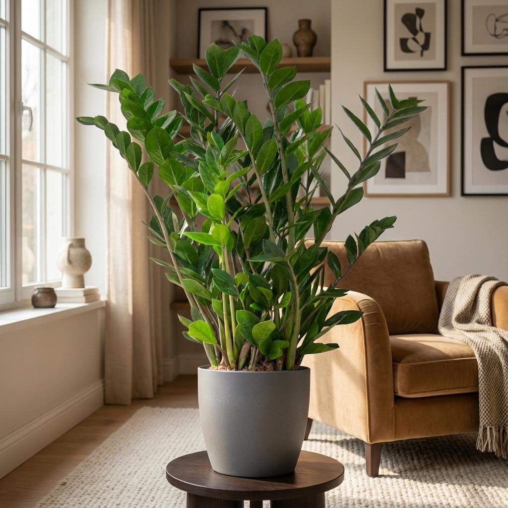 Zamioculcas Zamiifolia with Potter gray - 80cm- Ø21