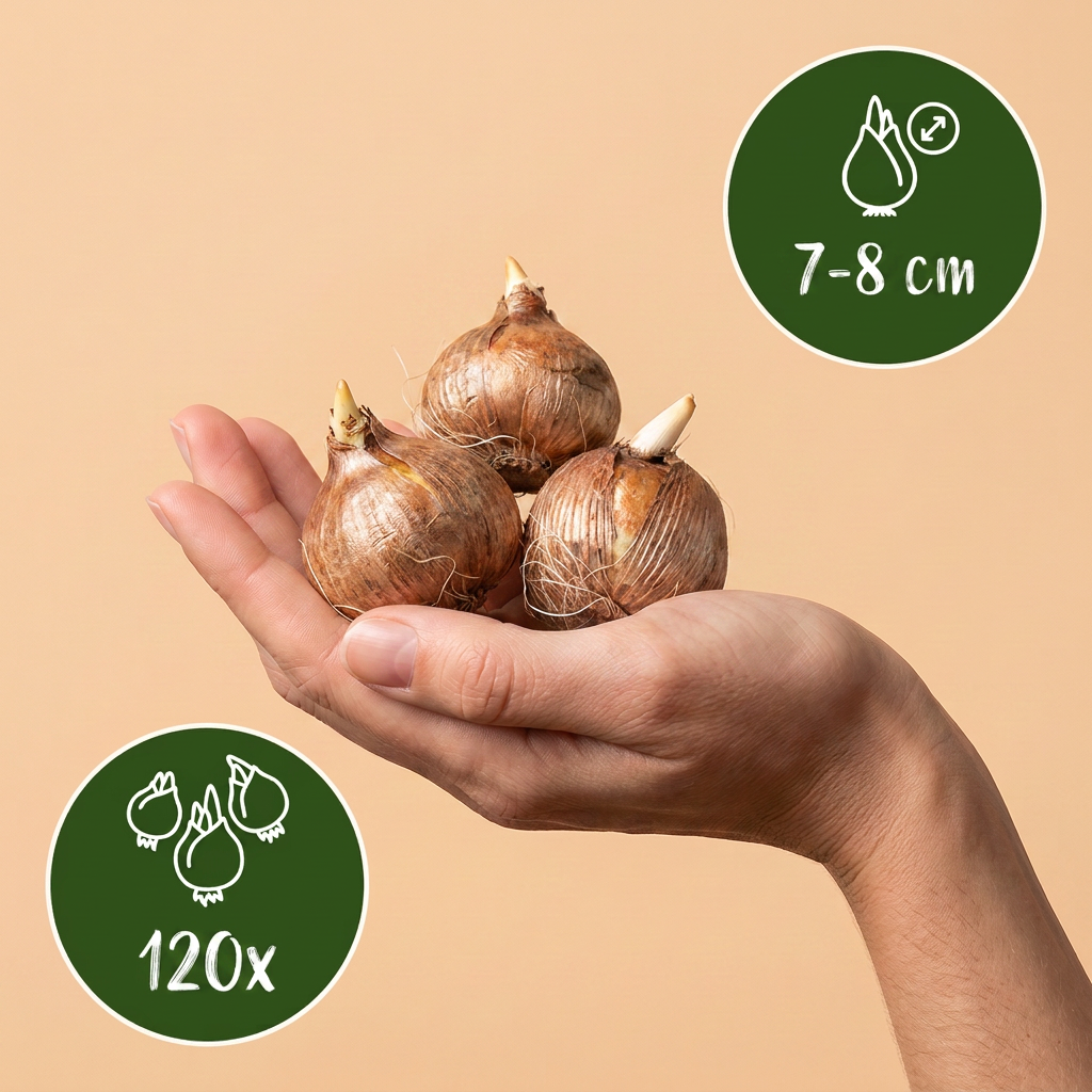120x Crocus Blu - Bianco - Croco - Blu e Bianco - Bulbo da naturalizzazione - Calibro 7/8
