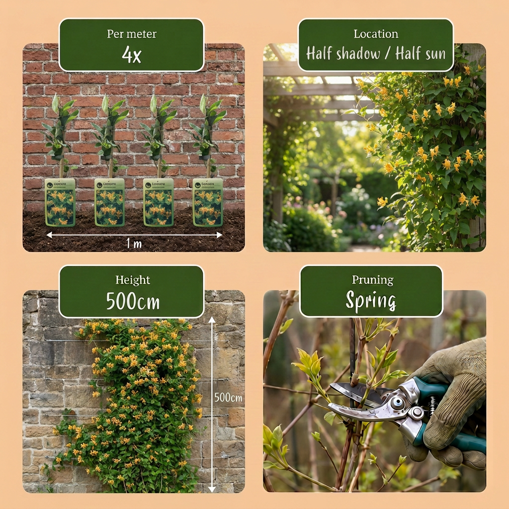 6x Lonicera tellmanniana - Tellmann's honeysuckle - Orange - Yellow - Climbing plant - Ø9cm - ↕35cm