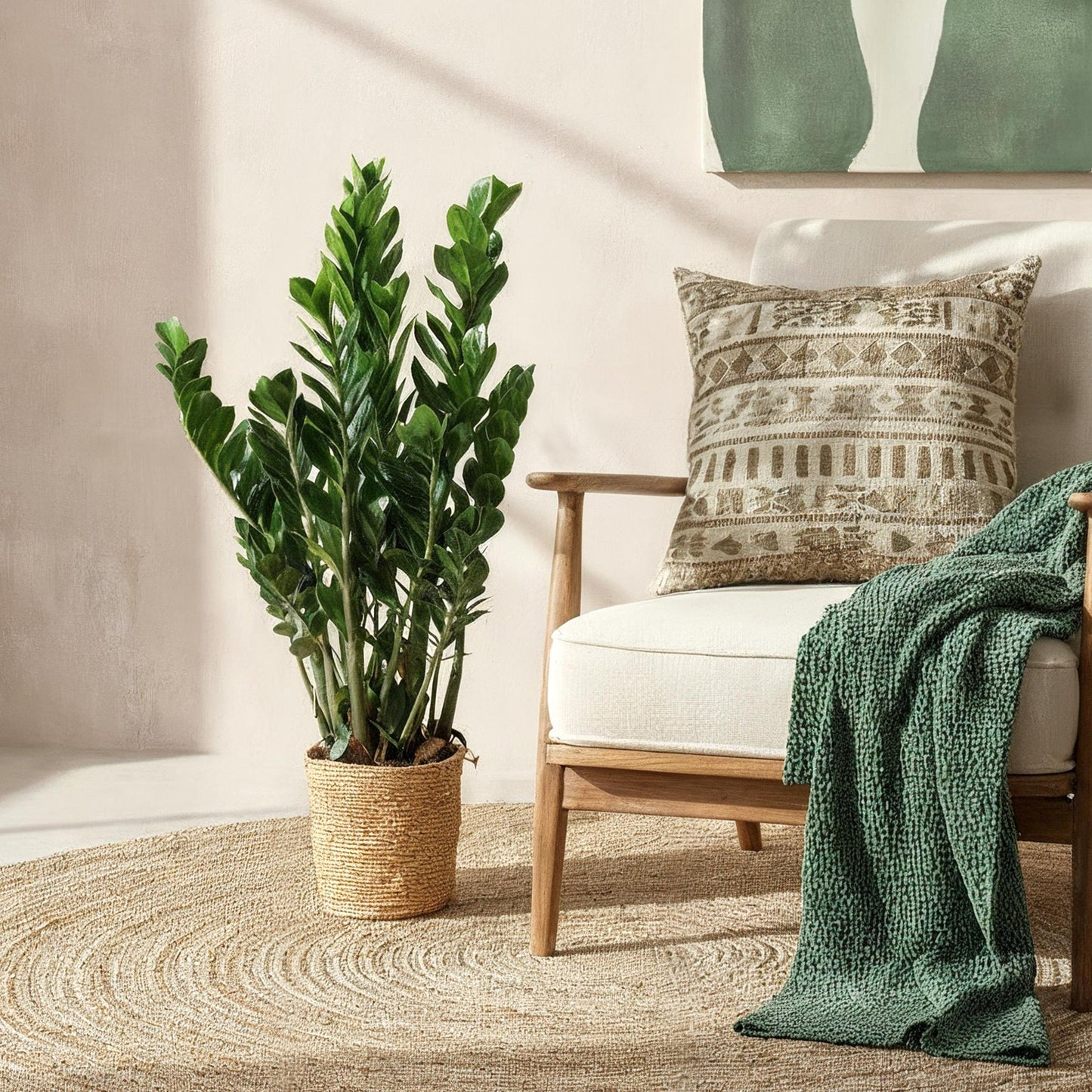 Green boutiQ - Houseplants - Zamioculcas - ZZ plant - Low maintenance - Green - 1 Plant - Pot 21cm - Height 80-90cm