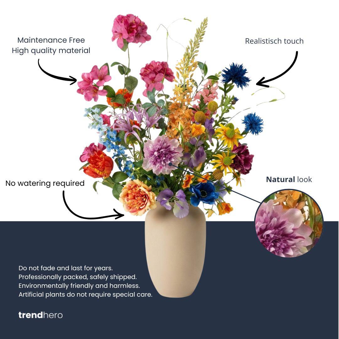 Artificial flower bouquet - Summer Garden Deluxe - Real Touch - 19 stems - ↑ 100 cm - Silk flowers