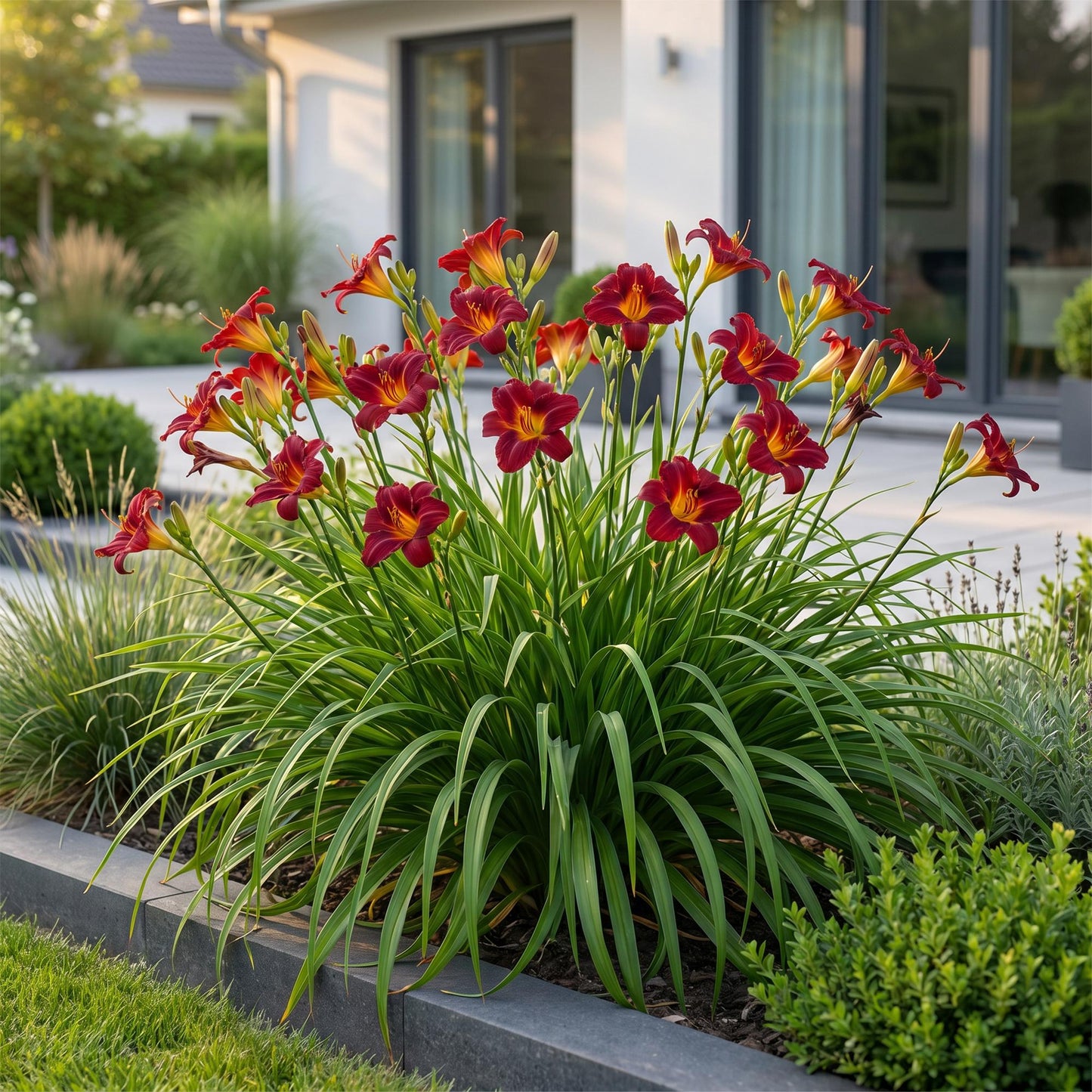 Perennial - Hemerocallis Autumn Red - Daylily - Bee and Butterfly Attractants - Red - 1 Plant - Pot 11cm - Height 15-25cm