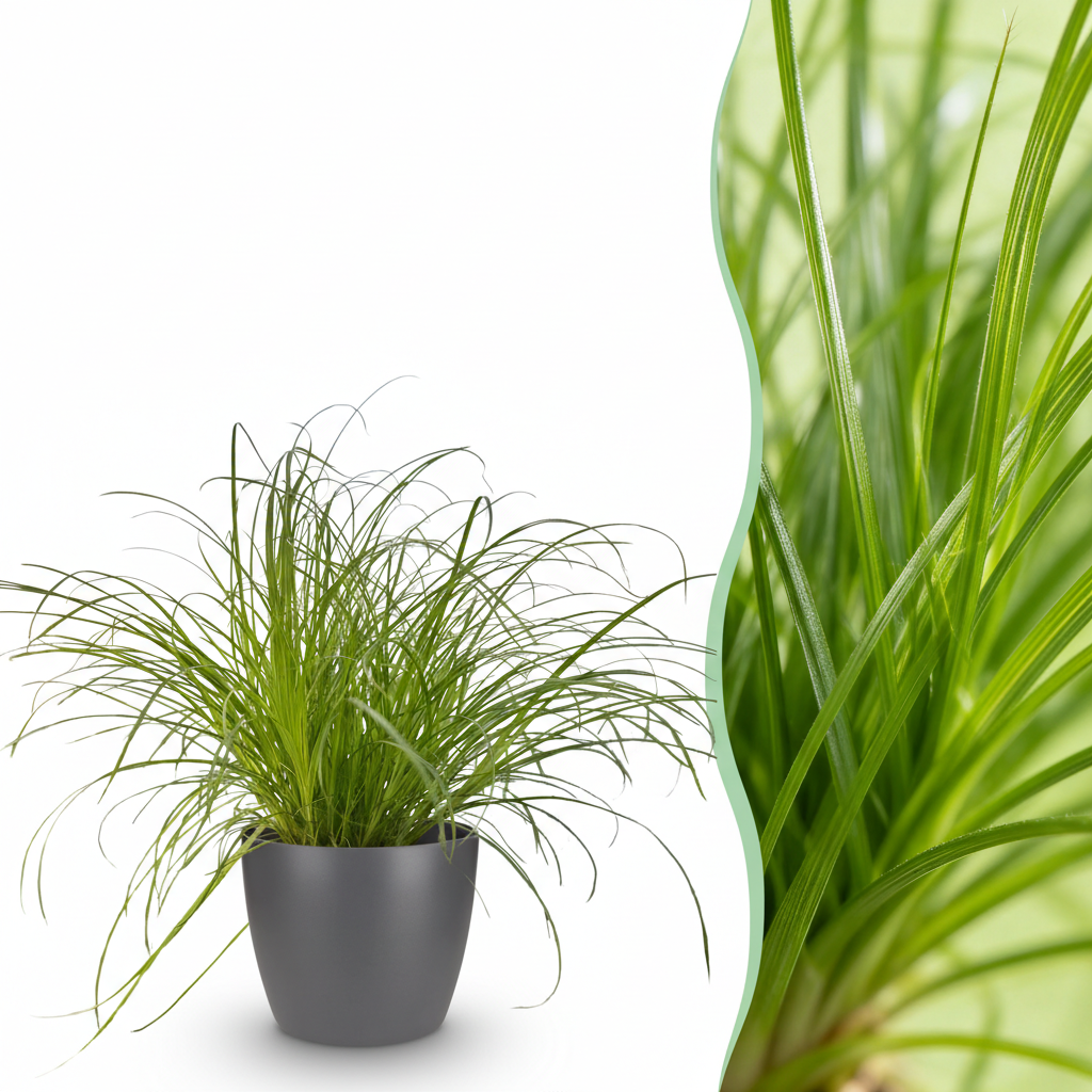 Houseplant - Cyperus alternifolius Zumula - Cat Grass - Pet-Friendly Plant - Green - 1 Plant - with Potter Grey - Pot 12cm - Height 20cm