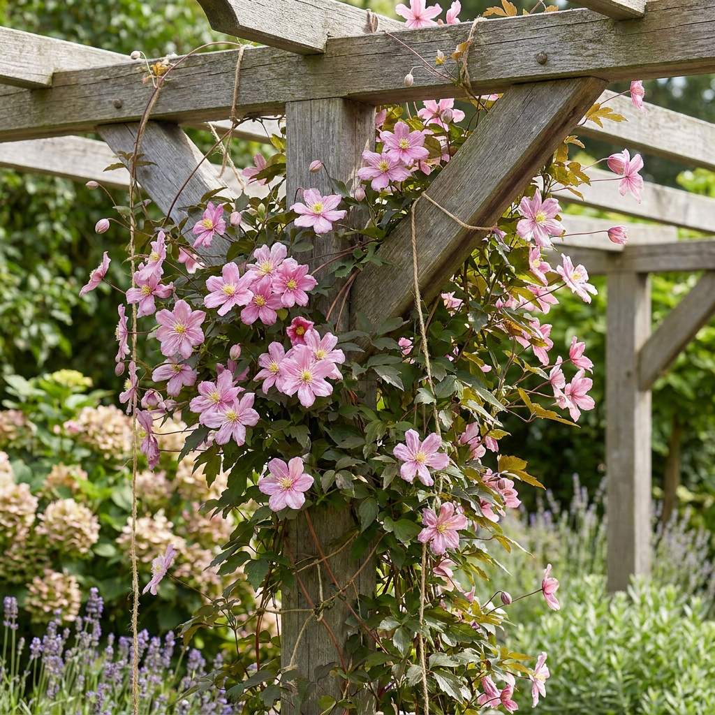 4x Clematis mont. 'Marjorie' - Mountain Clematis - Pink - Climbing plant - Ø9cm - ↕35cm