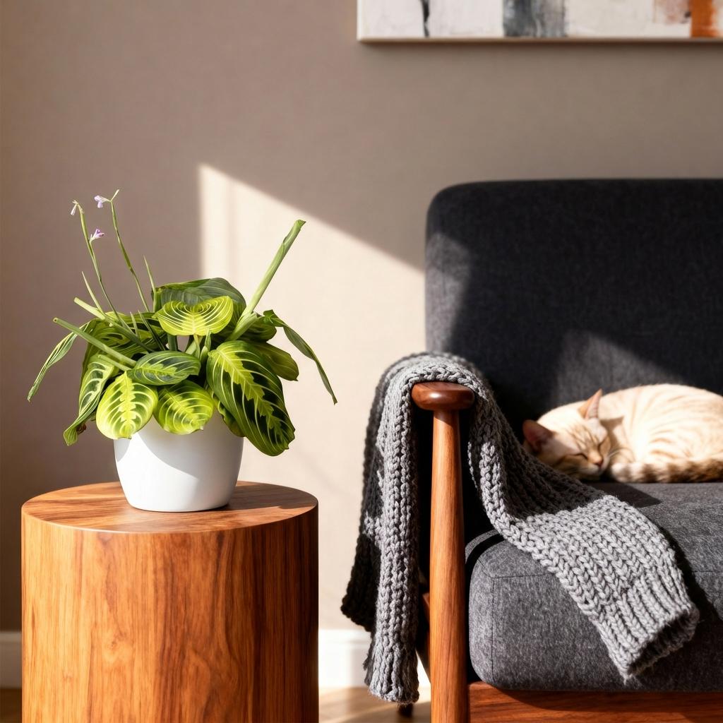 Houseplant - Maranta Fascinator Lemon Lime - Prayer Plant - Pet-Friendly Plant - Green - 1 Plant - with Pot White - Pot 12cm - Height 25cm