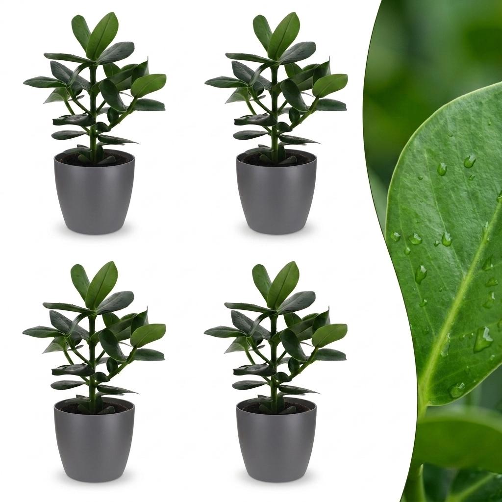 Clusia Princess - Clusia - 4 Plants - with Grey Pot - Pot 12cm - Height - 40cm