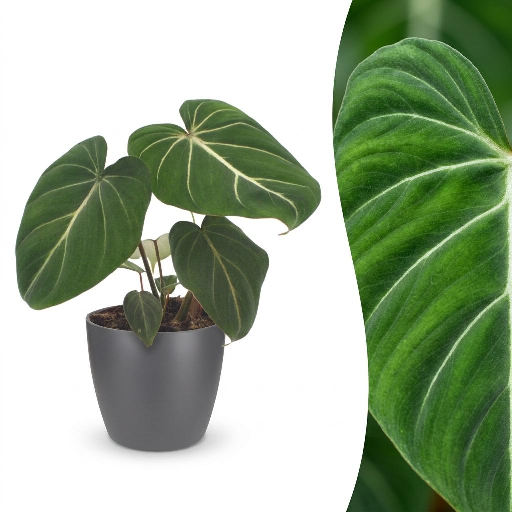 Philodendron Gloriosum - Glorious Philodendron - 1 Plant - with Grey Pot - Pot 12cm - Height - 25cm
