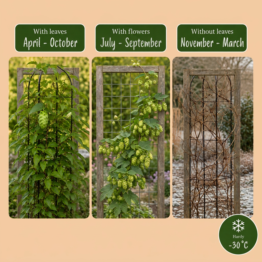 4x Humulus lup. Nordbrau - Northern Brewer hops - Green - Climbing plant - Ø9cm - ↕35cm
