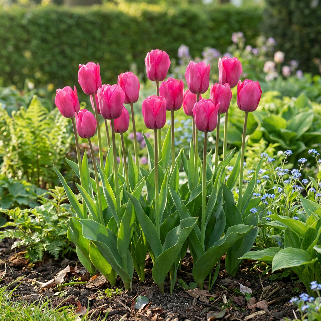 60x Tulipa Triumph Pink - Triumph Tulip - Pink - Spring Bloomer - Bulb size 11/12