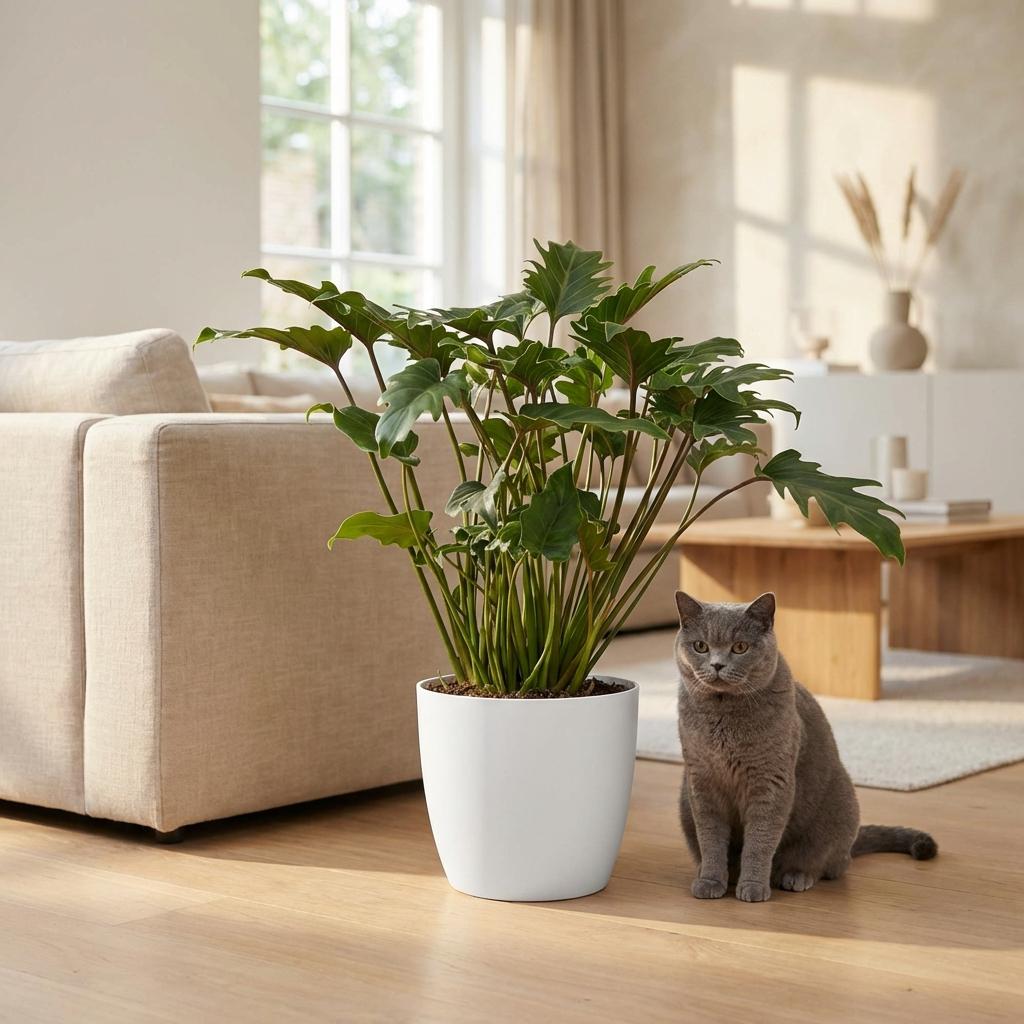 Green boutiQ - Indoor plant - Philodendron - Philodendron Xanadu - Green - Low maintenance - 1 Plant - with Potter White - Pot 19cm - Height 60cm