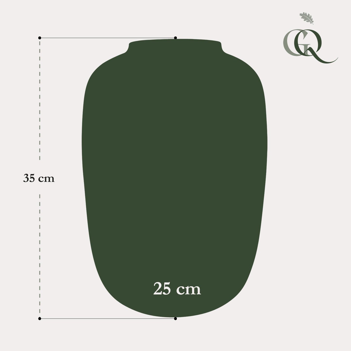 Vase glass - M - H35 W25 -Artic Ivory