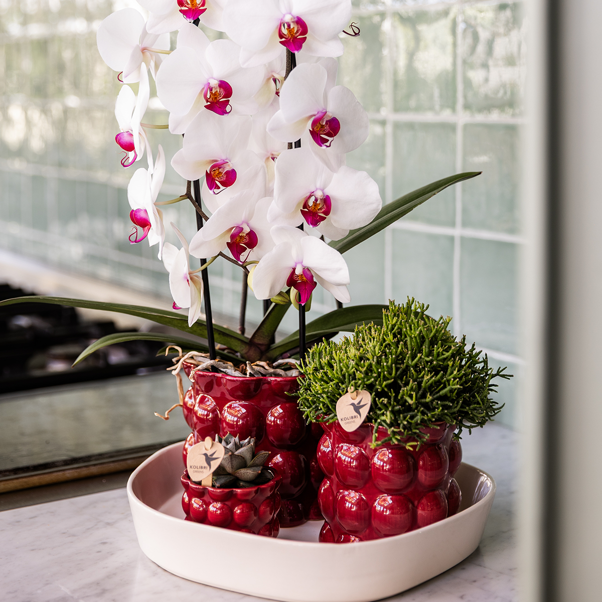 Hummingbird Home | Cotton Shine decorative pot - Red - Ø12cm