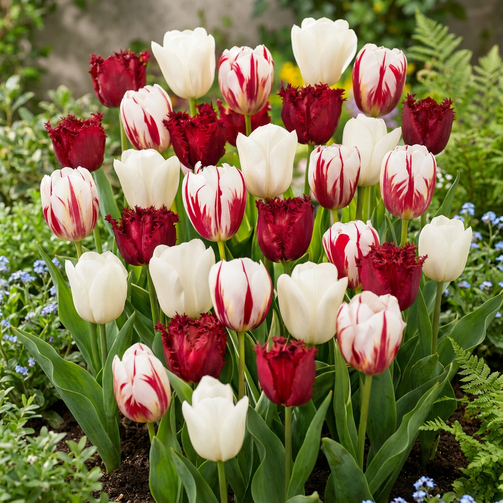 60x Tulipa Dutch Design - Tulipano Dutch Design - Rosa e Bianco - Fioritura Primaverile - Calibro Bulbo 11/12