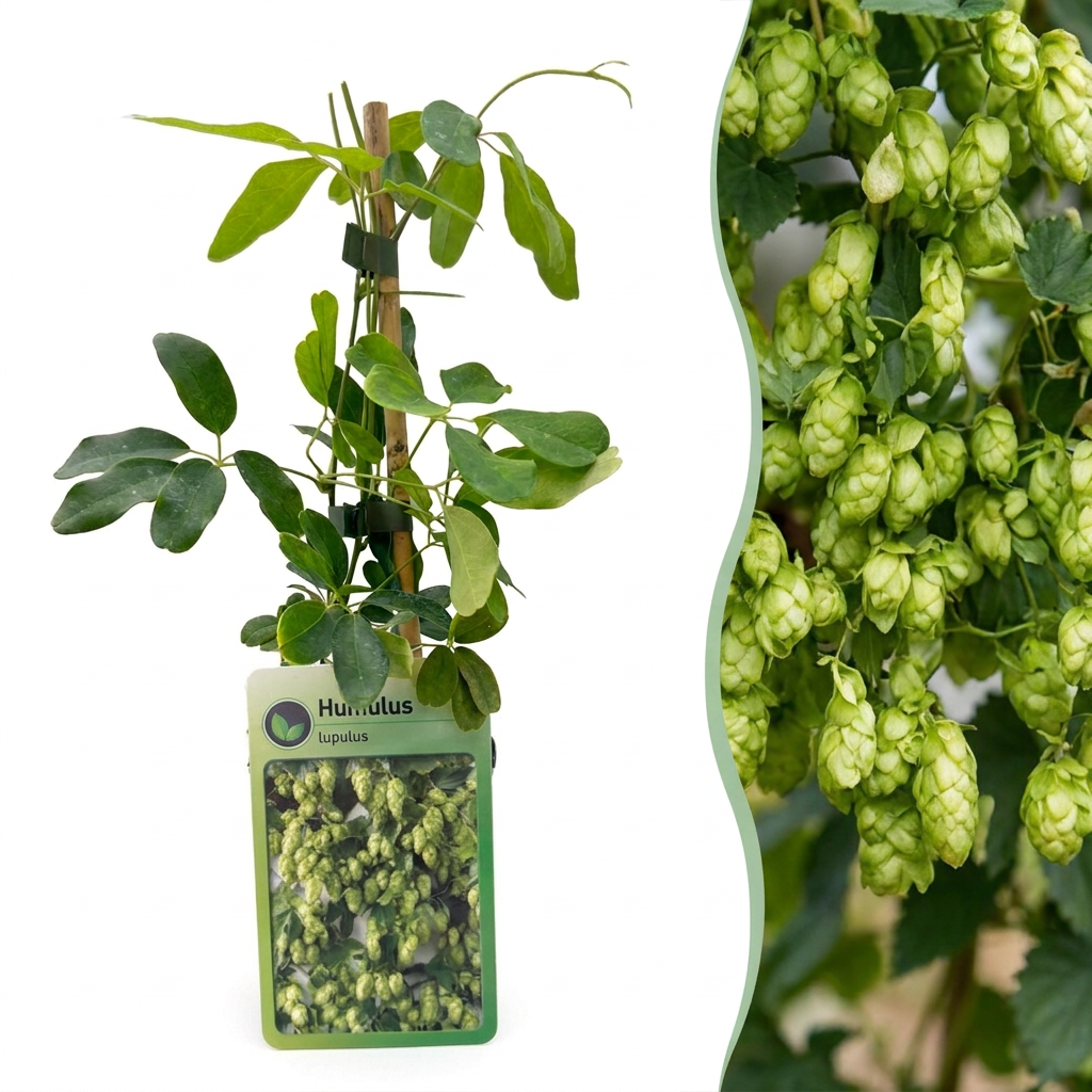 4x Humulus lup. Nordbrau - Northern Brewer hops - Green - Climbing plant - Ø9cm - ↕35cm