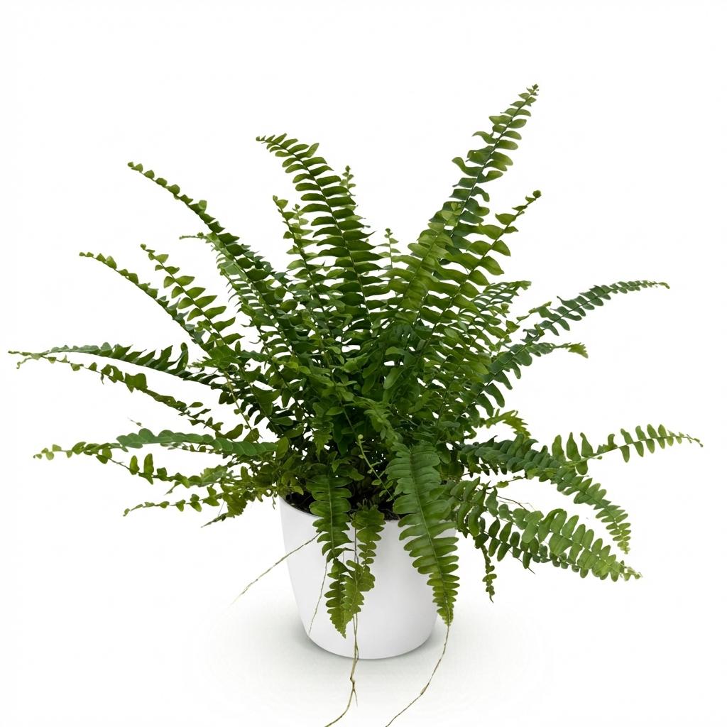 Houseplant - Nephrolepsis exaltata Green Lady - Fern - Pet-Friendly Plant - Green - 1 Plant - with White Pot - Pot 12cm - Height 25cm