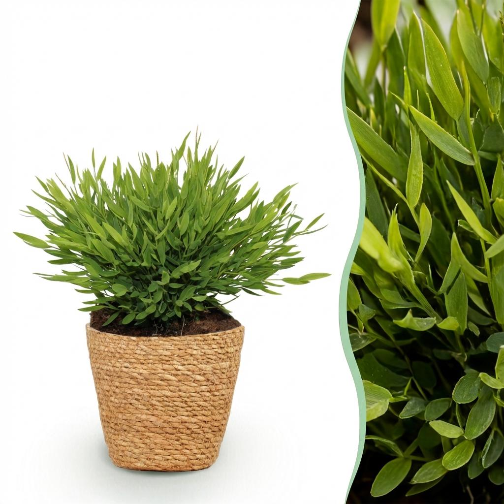 Houseplant - Bamusa Pogonatherum Monica - Bamboo Grass - Pet-Friendly Plant - Green - 1 Plant - with Basket - Pot 12cm - Height 20cm