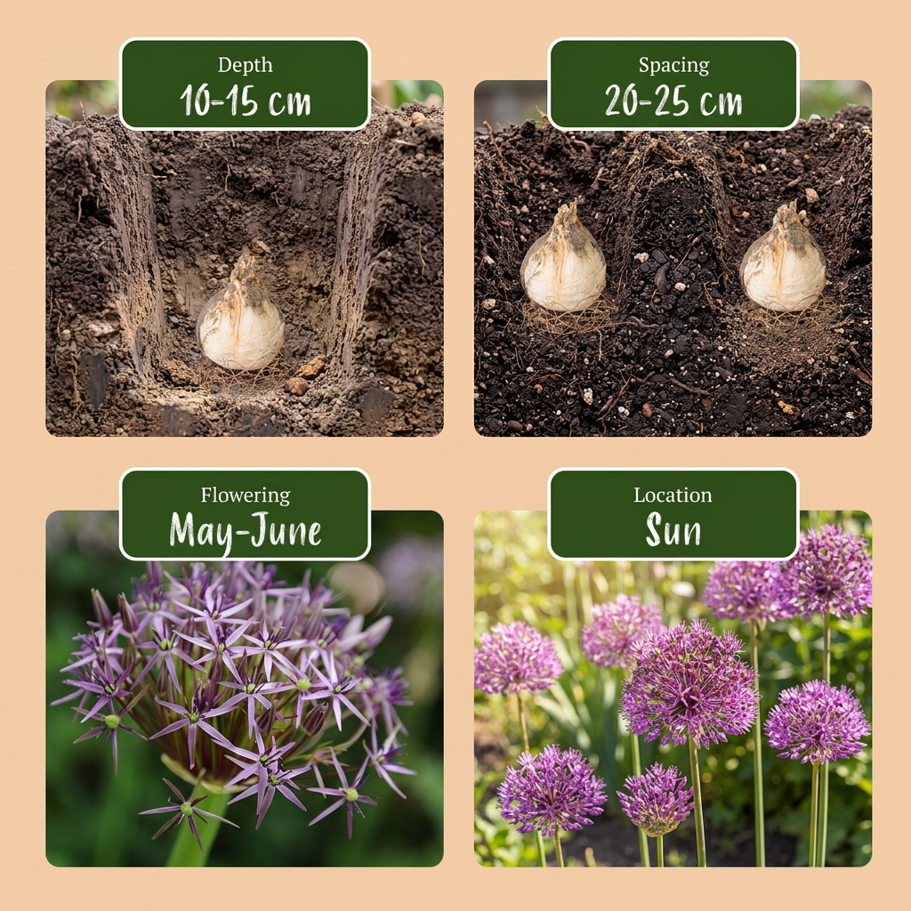 60x Allium Christophii - Aglio Ornamentale - Viola - Fioritura Estiva - Calibro Bulbo 10/12