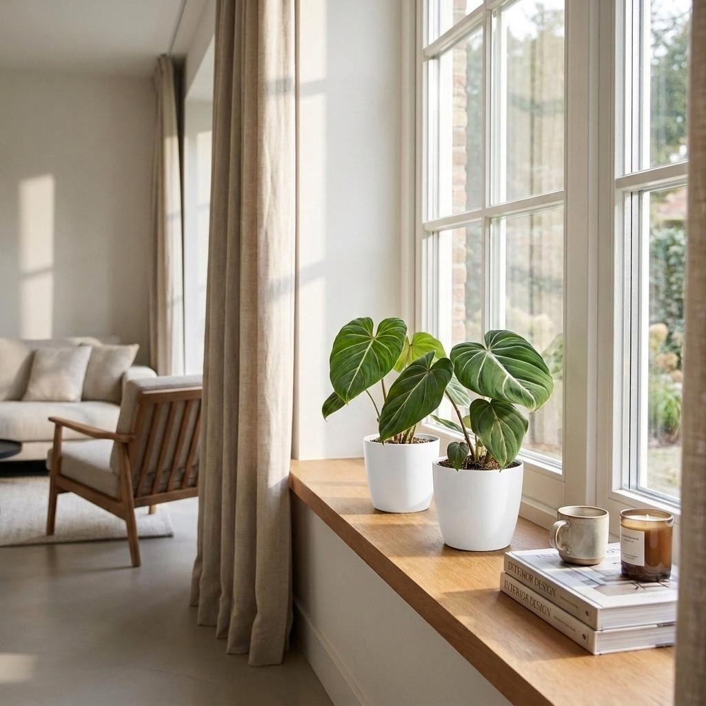 Philodendron Gloriosum - Glorie Philodendron - 2 Planten - met Potter Wit - Pot 12cm - Hoogte 25cm