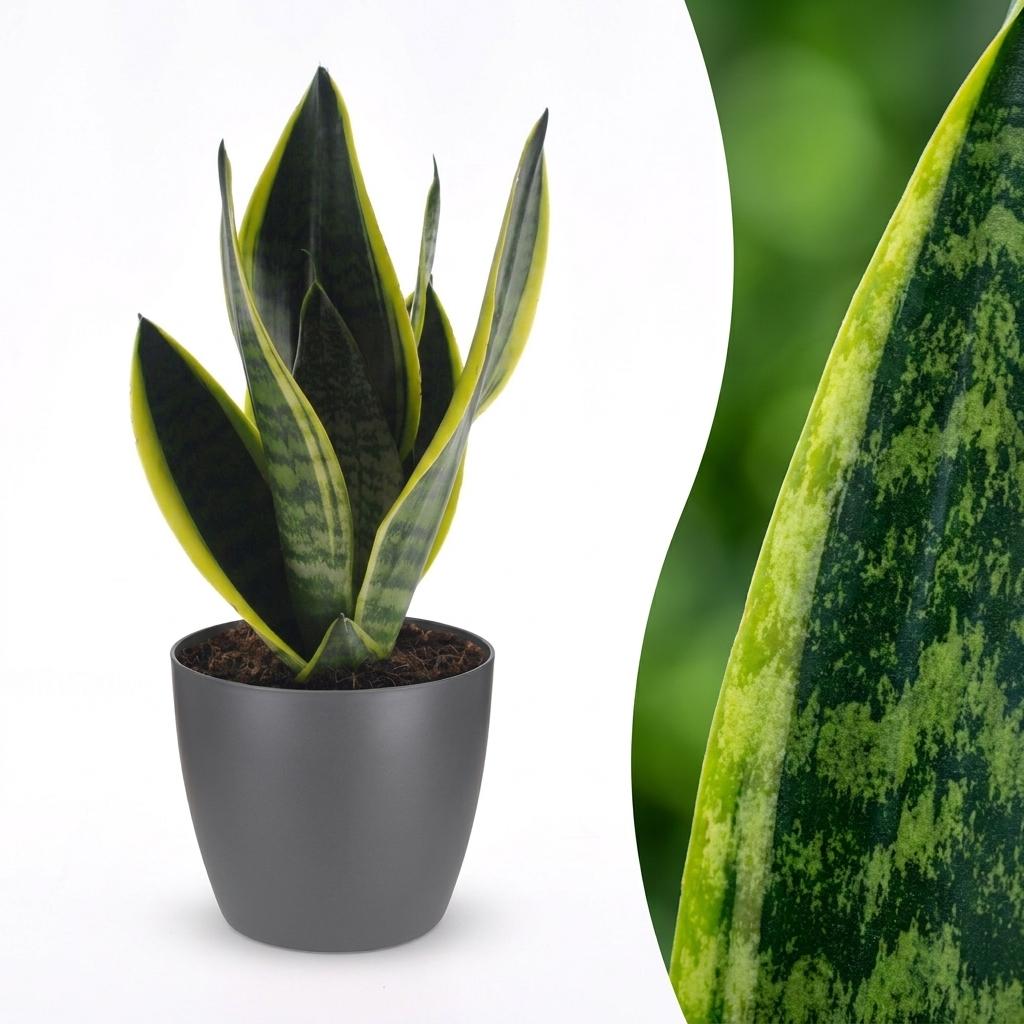 Sansevieria Future Superb - Snake Plant - 1 Plant - with Grey Pot - Pot 12cm - Height - 35cm