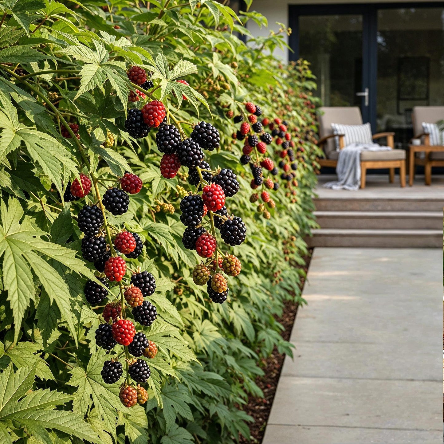Fruit Plants - Evergreen Blackberry - Rubus Thornless Evergreen - Hardy - 6 Plants - Pot 9 cm - Black Blackberry