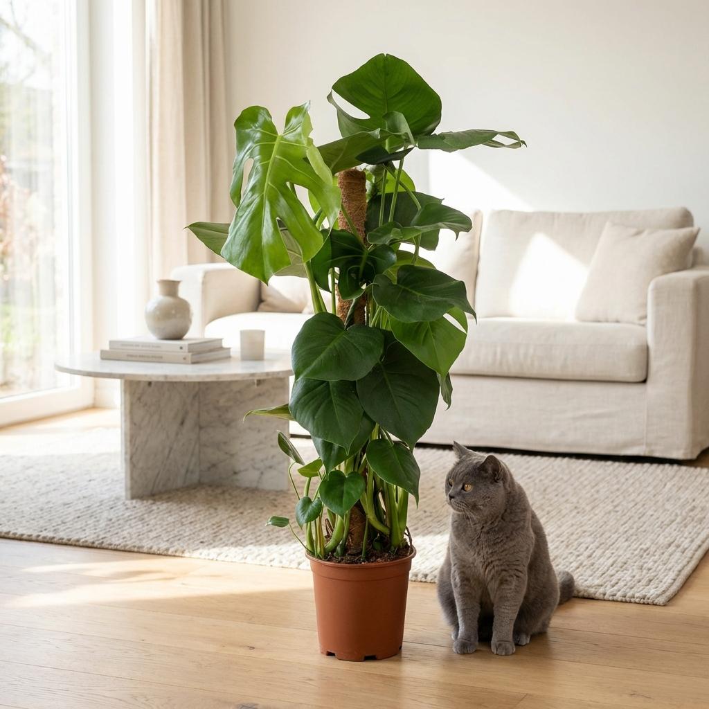 Houseplant - Swiss Cheese Plant - Monstera Deliciosa moss pole - Green - Low maintenance - 1 Plant - Pot 19cm - Height 90cm