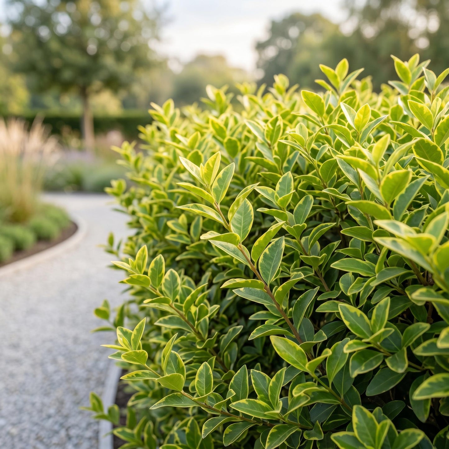 Green boutiQ - 24x Ligustrum ovalifolium Aureum - Variegated Privet - Hedge Plants - Evergreen - Variegated - Pot 9cm - Height 35-45cm
