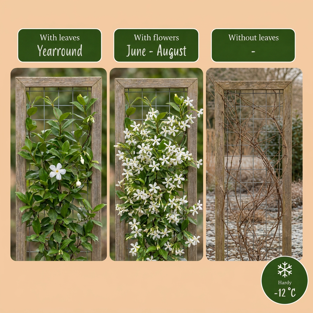 4x Trachelospermum jasminoides - Falso gelsomino - Bianco - Pianta rampicante - Ø9cm - ↕35cm