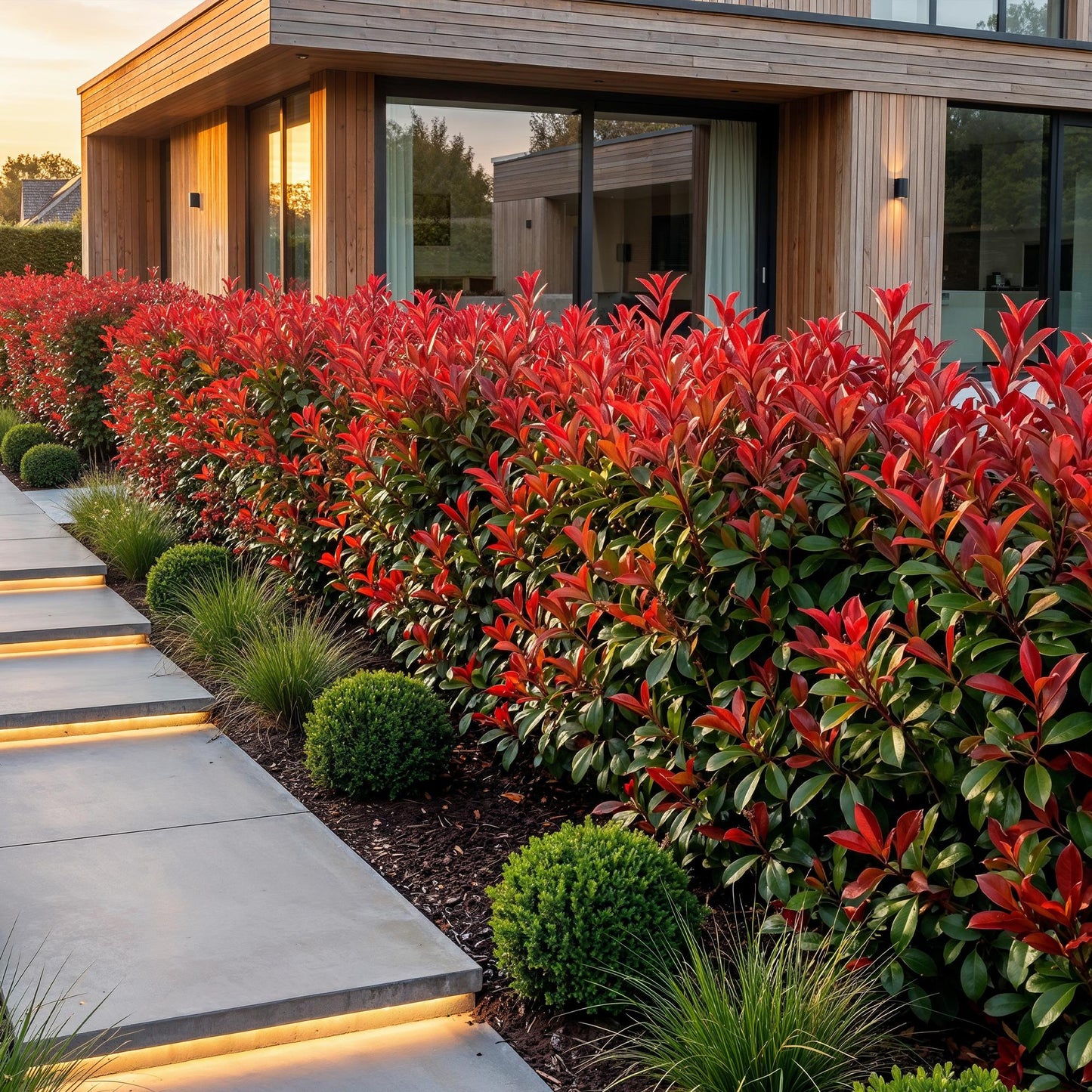 Green boutiQ - 24x Photinia fraseri Red Robin - Glossy Mispel - Hedge Plants - Evergreen - Red - Pot 9cm - Height 25-35cm