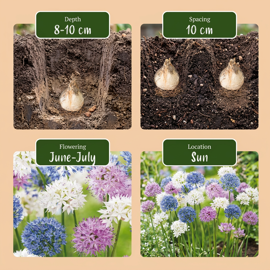 120x Allium Buzzing Beauties - Cipolla ornamentale Buzzing Beauties - Varie - Fioritura estiva - Calibro bulbo 6/7