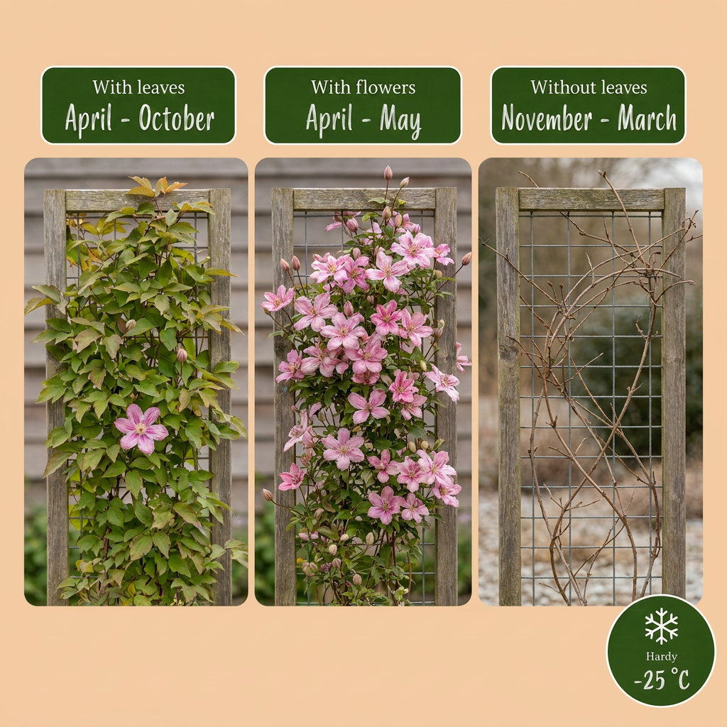 4x Clematis mont. 'Marjorie' - Mountain Clematis - Pink - Climbing plant - Ø9cm - ↕35cm