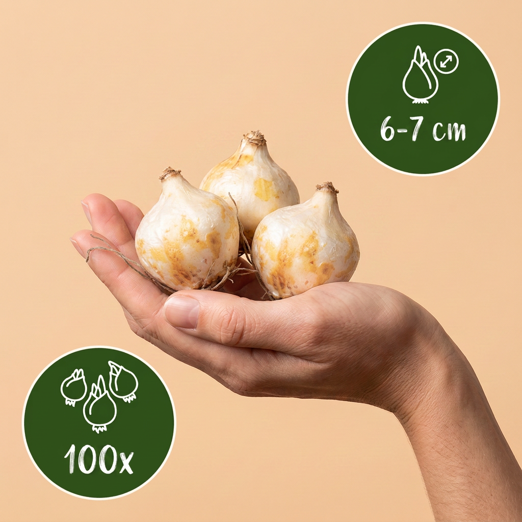 100x Muscari White Magic - Giacinto a grappolo bianco - Bianco - Bulbo da naturalizzazione - Calibro 6/7