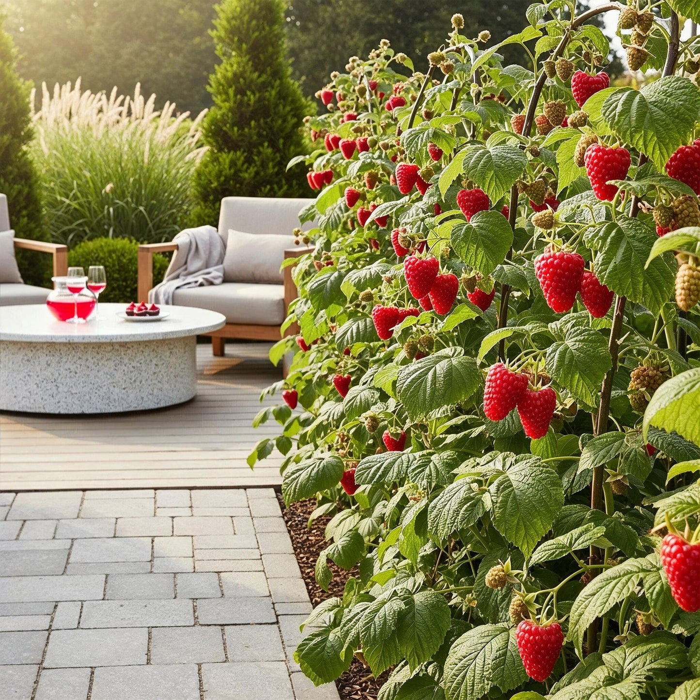 Green boutiQ - Fruit Plants - Raspberry - Rubus idaeus Heritage - Winter Hardy - 3 Plants - 9 cm Pot - Red Raspberry