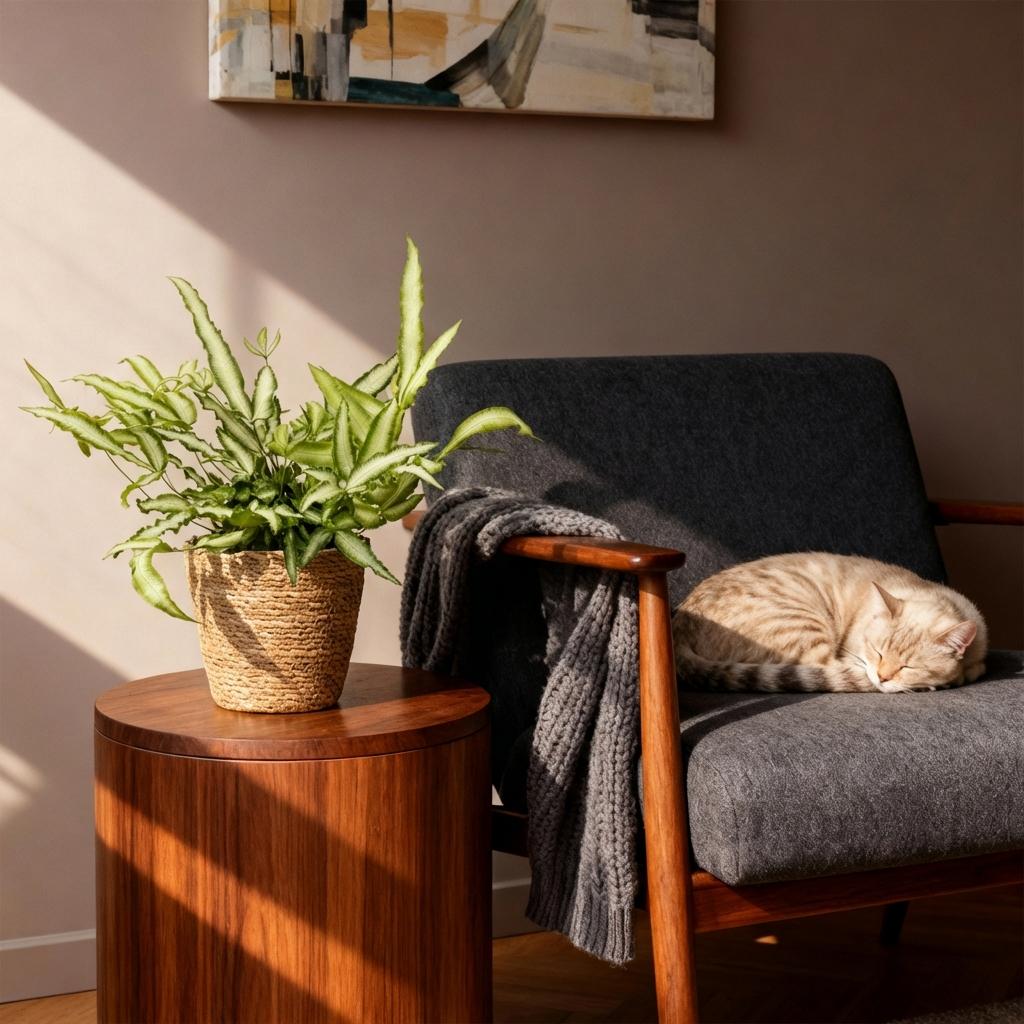 Green boutiQ - Houseplant - Pteris cretica Albolineata - Ribbon Fern - Pet-Friendly Plant - Green - 4 Plants - with Basket - Pot 12cm - Height 20cm