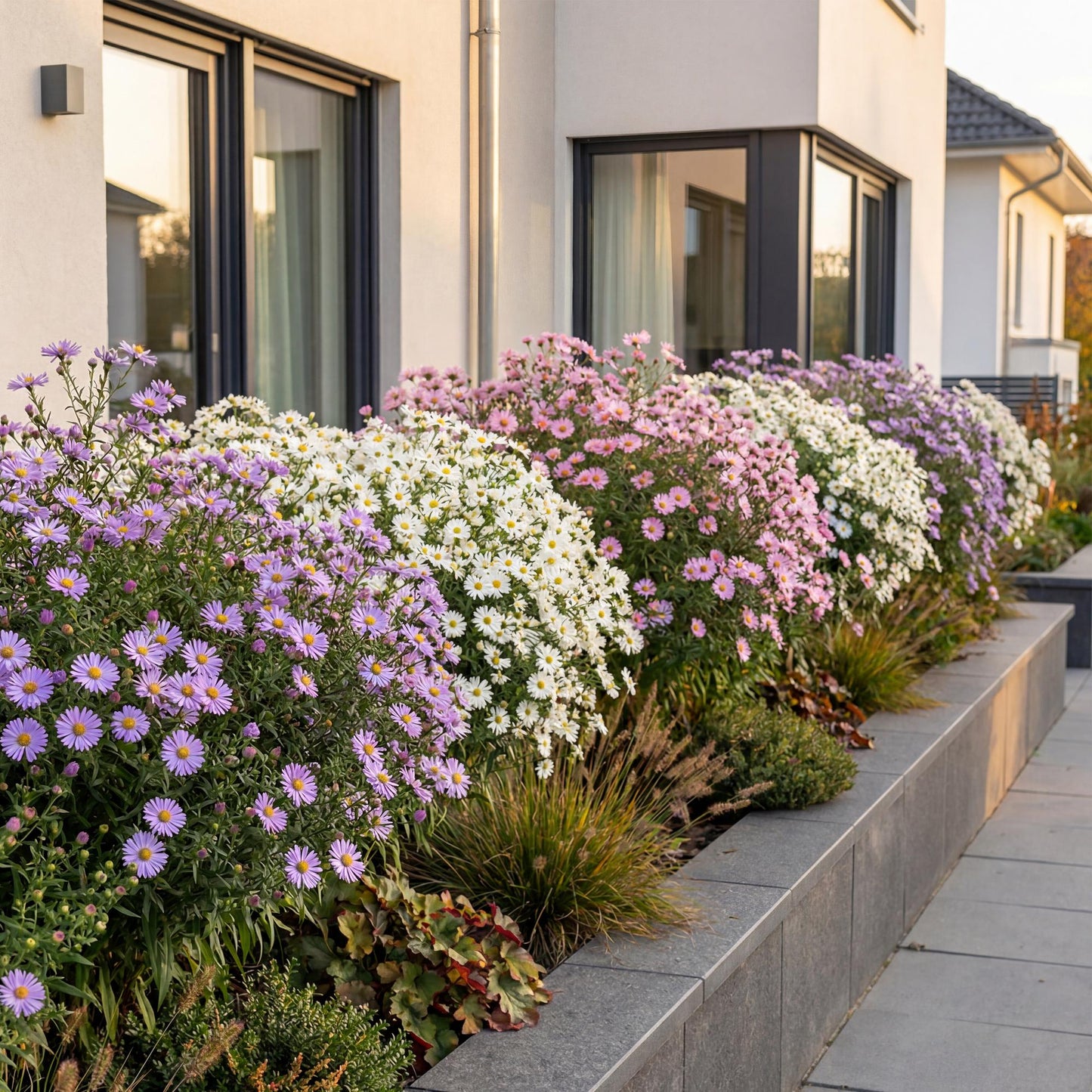 Vasteplant - Aster Tricolour - Zee Aster - Bijen en Vlinderlokkers - Paars - Roze - Wit - 12 Planten - Pot 11cm - Hoogte 15-25cm