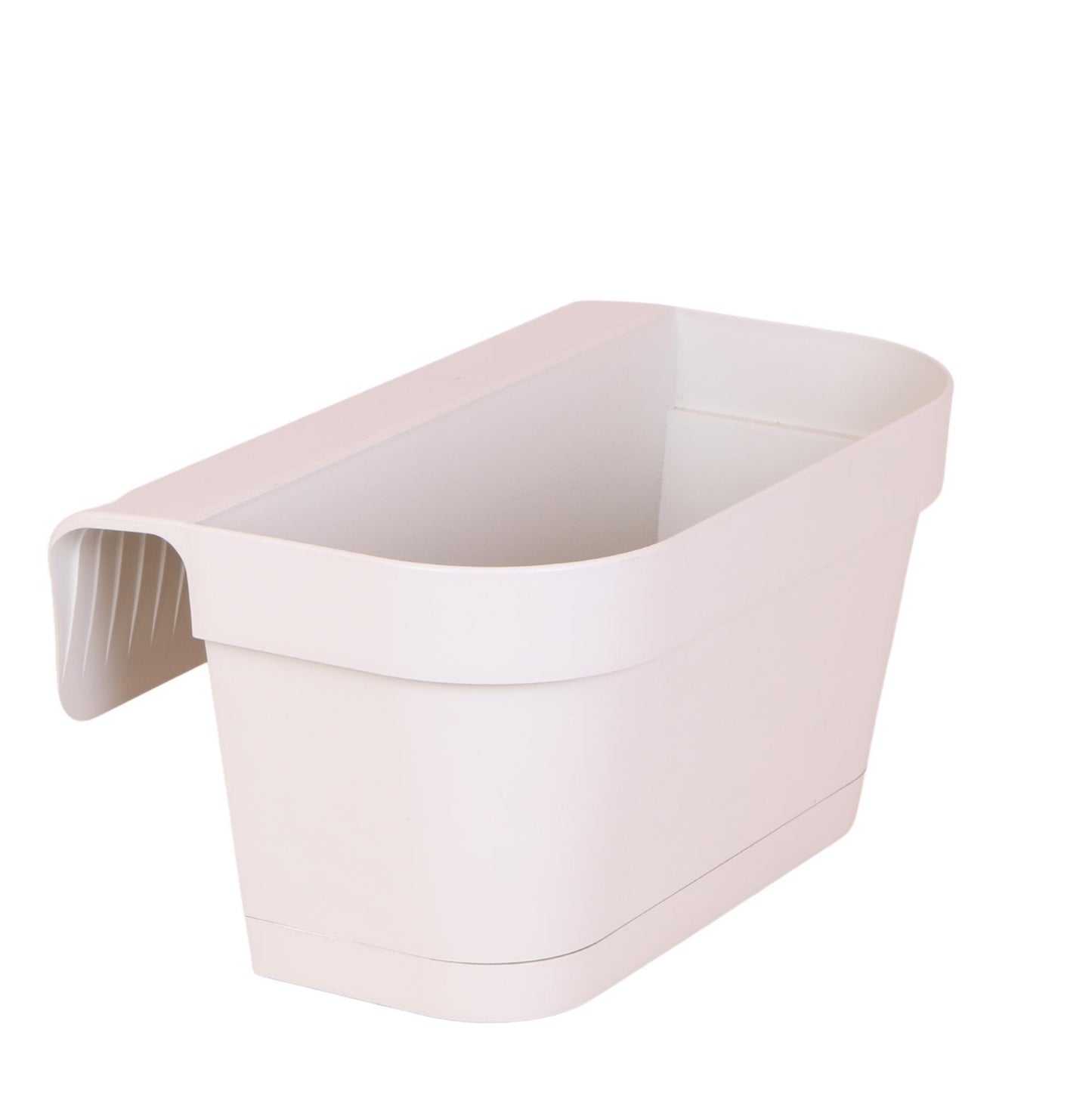 Hummingbird Home | White plastic balcony planter with hanging system - 36 cm wide