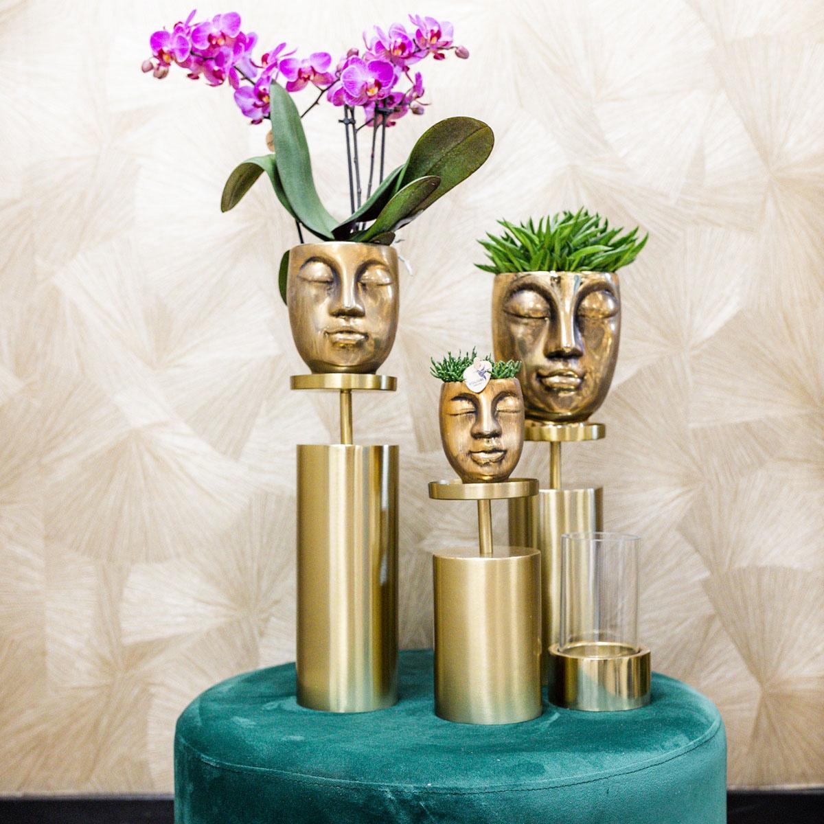 Kolibri Home | Face to face bloempot - Gouden keramieken sierpot Ø6cm