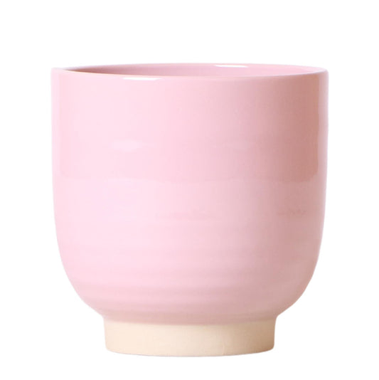 Hummingbird Home | Glazed flower pot - Pink ceramic ornamental pot with gloss - pot size Ø12cm