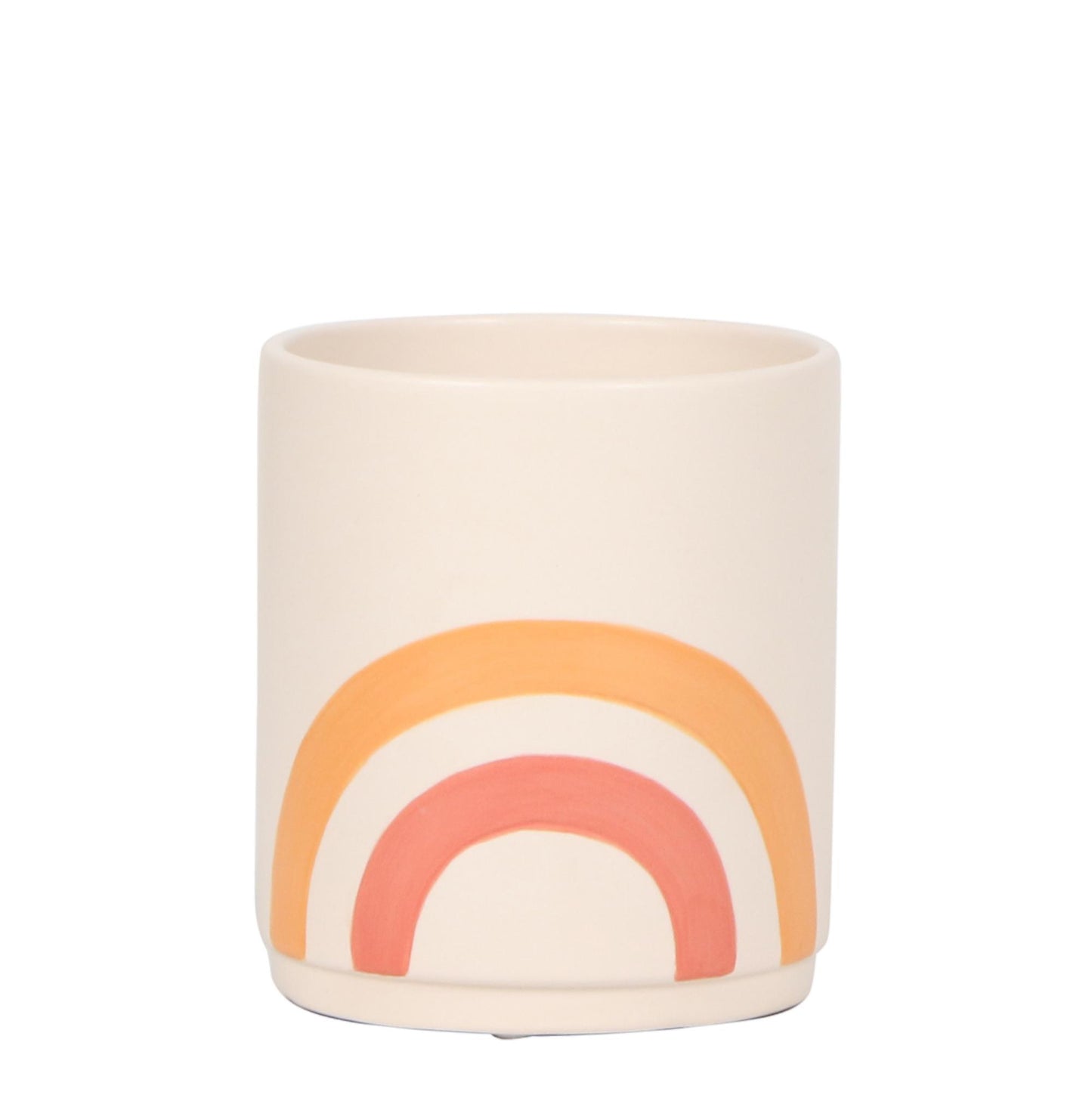 Kolibri Home | Rainbow peach bloempot - Crème keramieken sierpot met print - potmaat Ø9cm